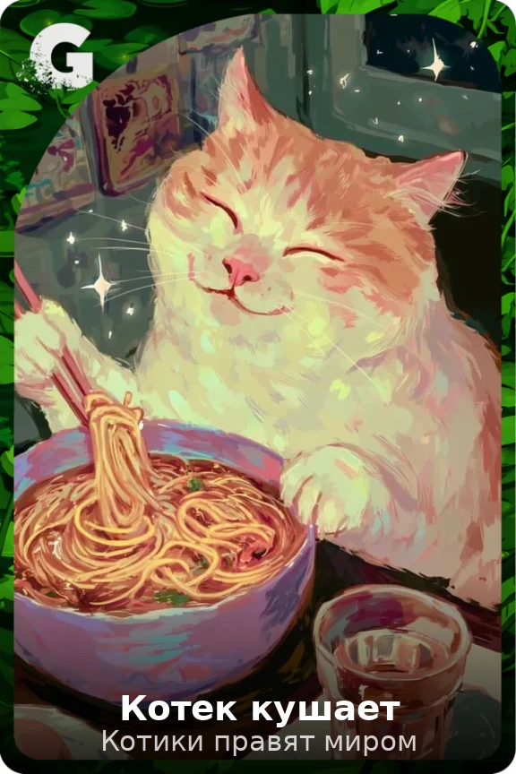 Котек кушает